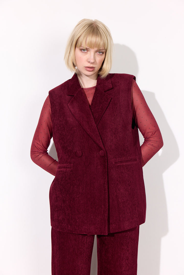 HUNKØN Petra Vest Vests Burgundy