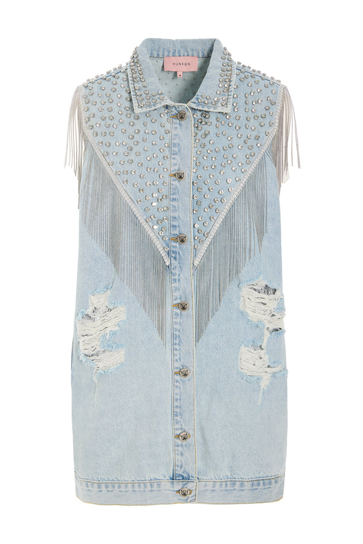 HUNKØN Priya Gem Vest Vests Light Denim