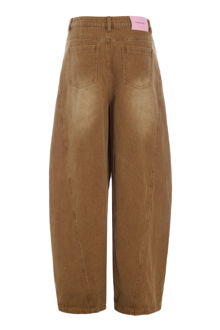 HUNKØN Renata Barrel Jeans Trousers Brown