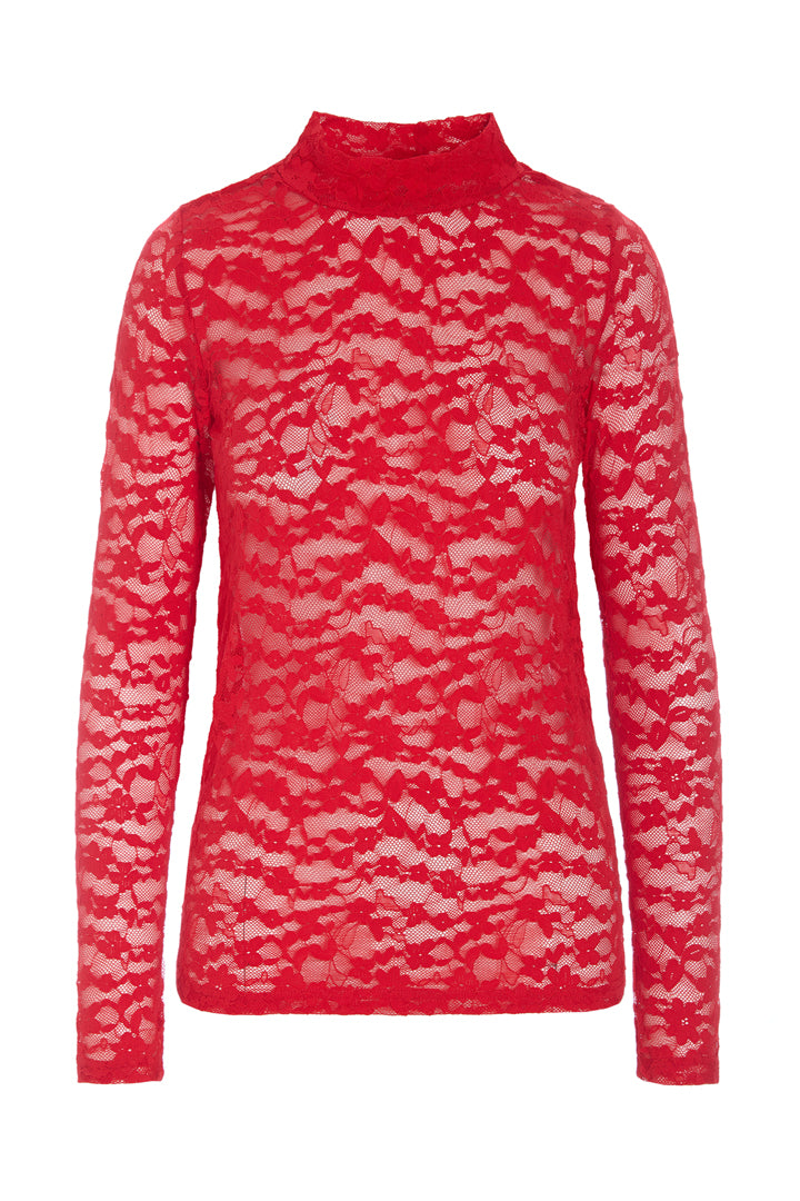 HUNKØN Rita Lace Blouse Blouses Red