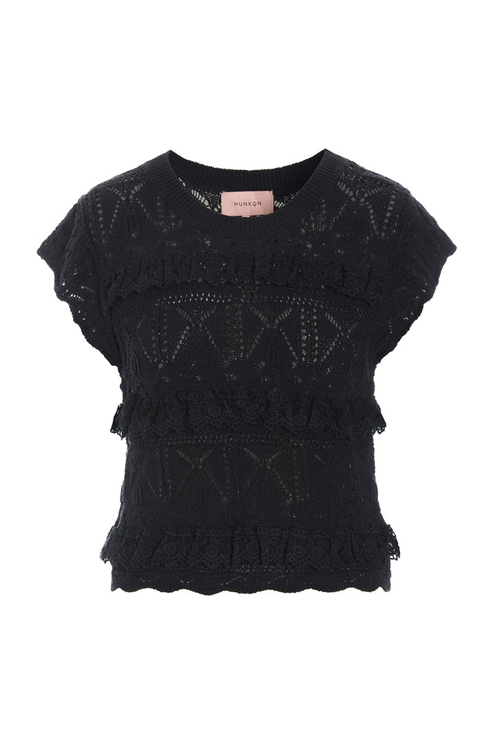 HUNKØN Sienna Knit Top Tops Black