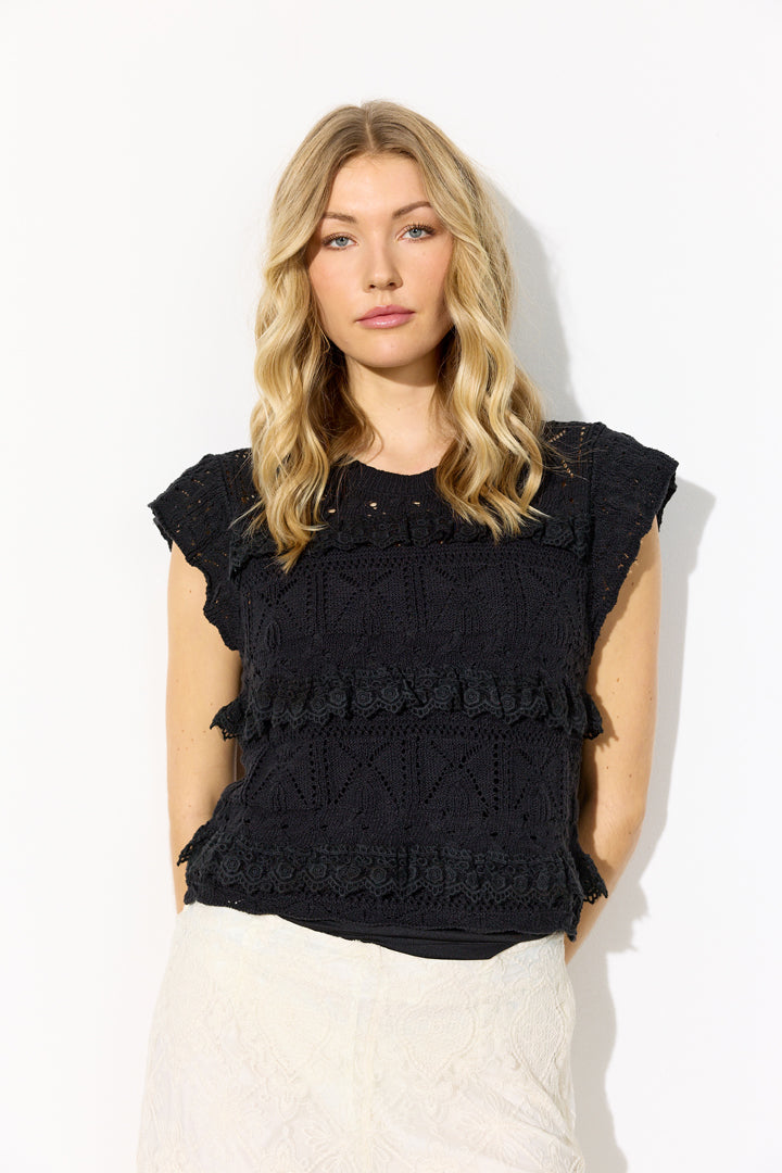 HUNKØN Sienna Knit Top Tops Black