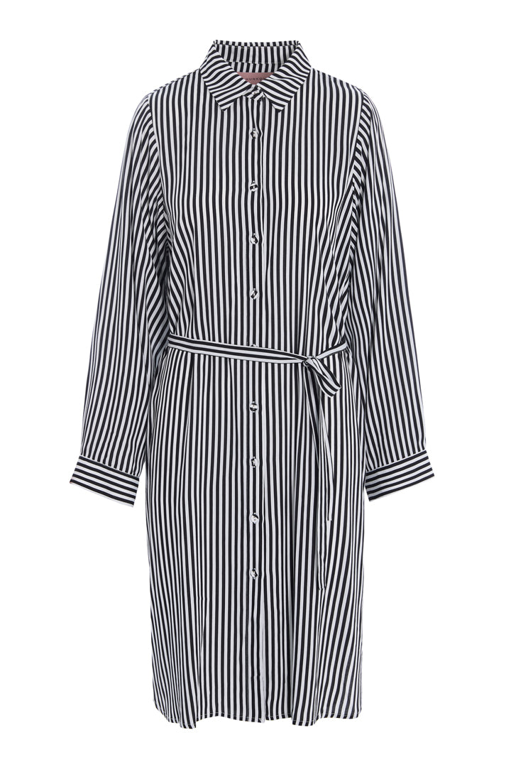 HUNKØN Vicky Shirtdress Dresses Black Striped