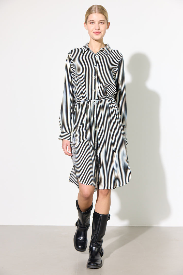 HUNKØN Vicky Shirtdress Dresses Black Striped