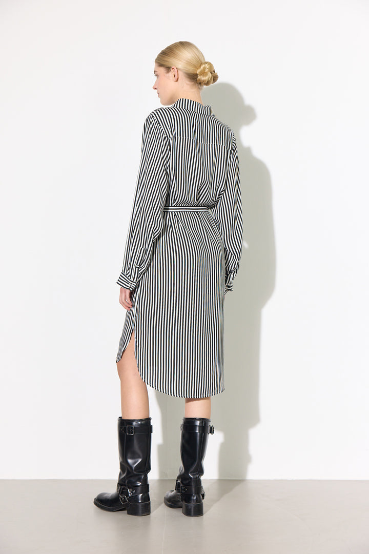 HUNKØN Vicky Shirtdress Dresses Black Striped