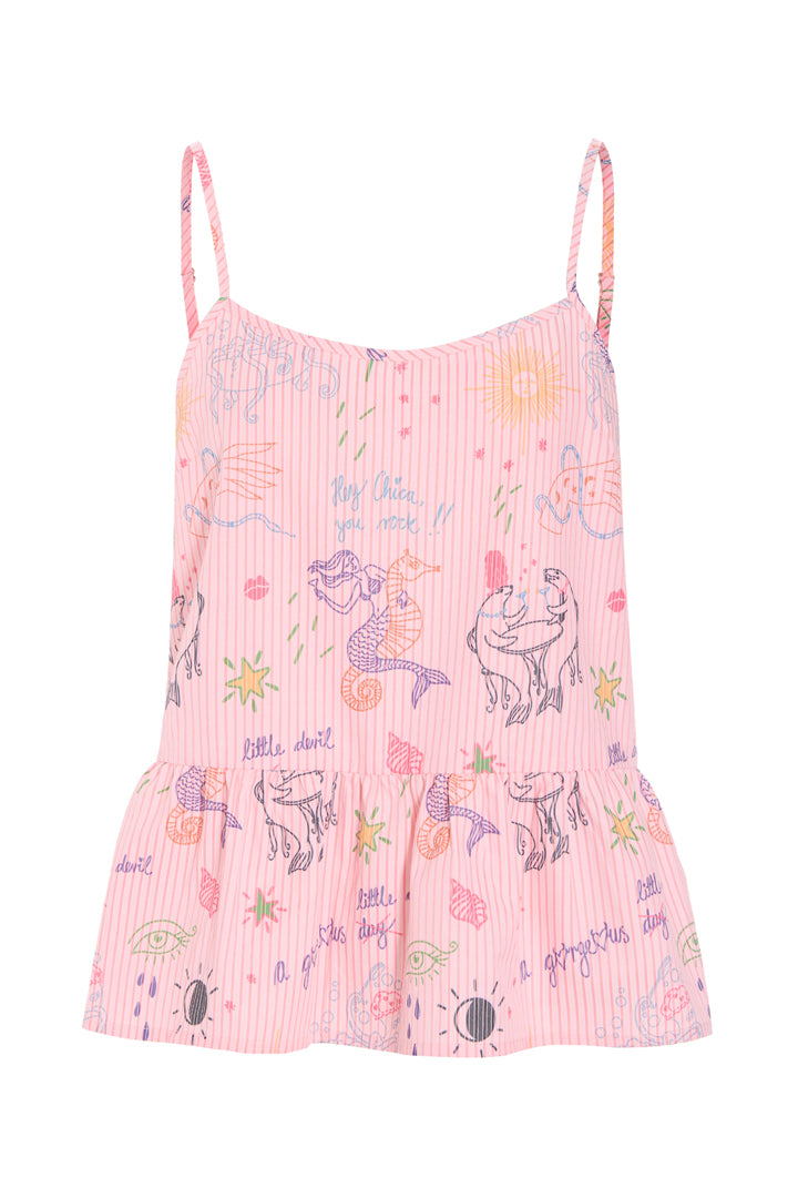 HUNKØN Zoe Top Tops Pink Sea Creatures Art Print