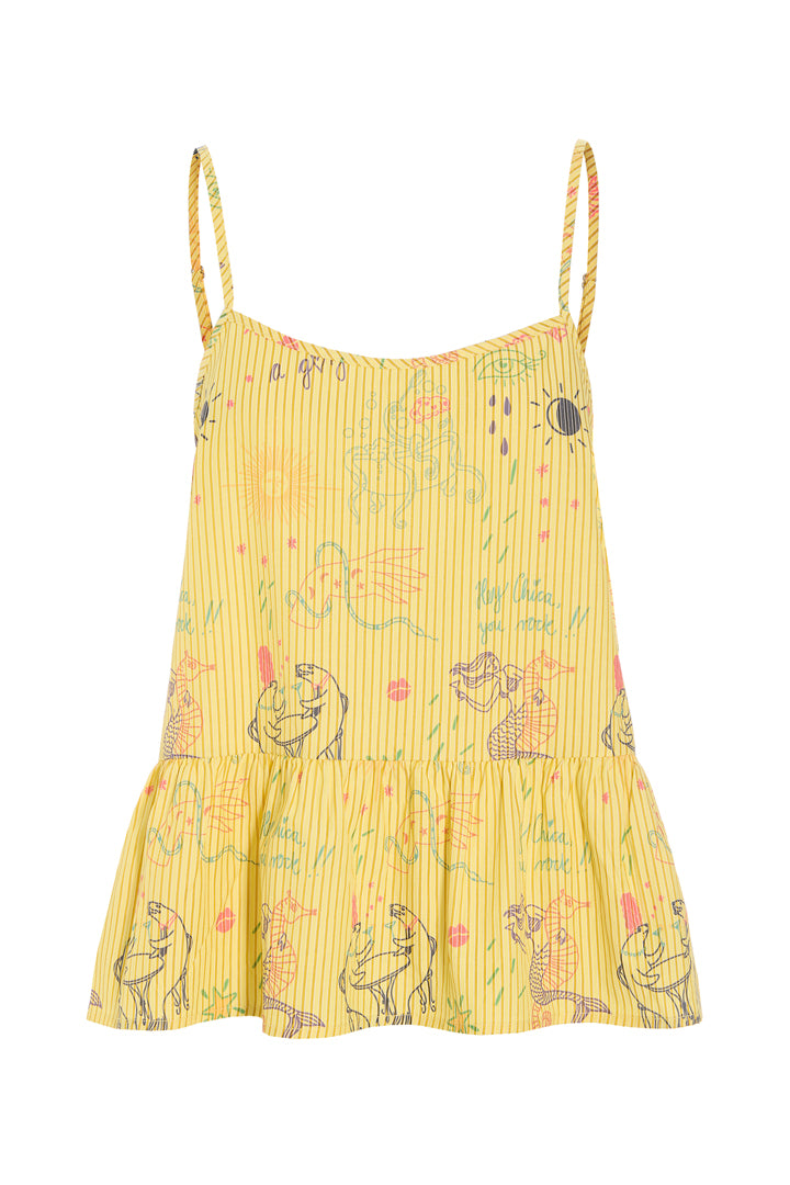 HUNKØN Zoe Top Tops Yellow Sea Creatures Art Print
