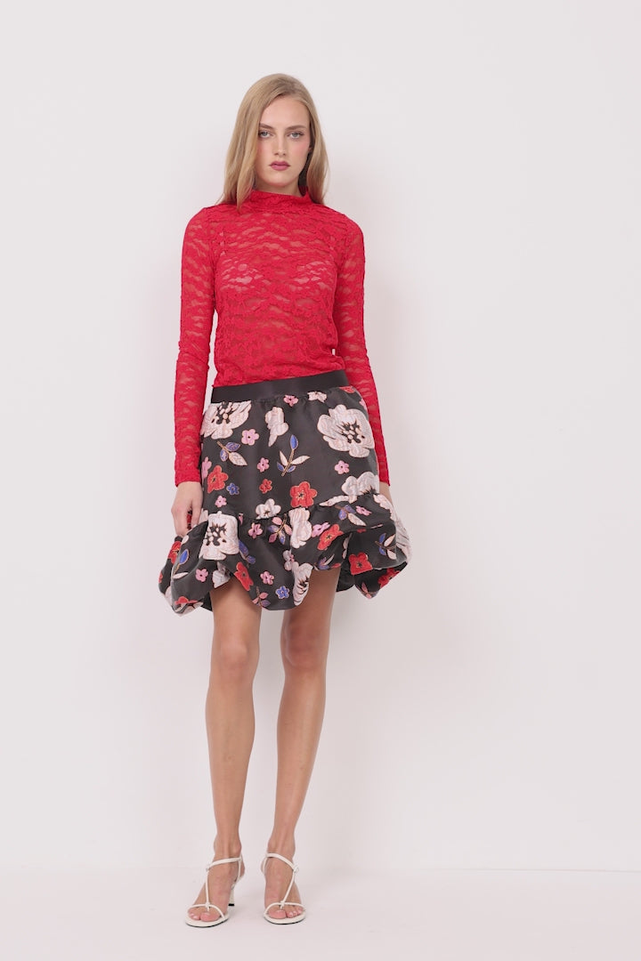 HUNKØN Rita Lace Blouse Blouses Red