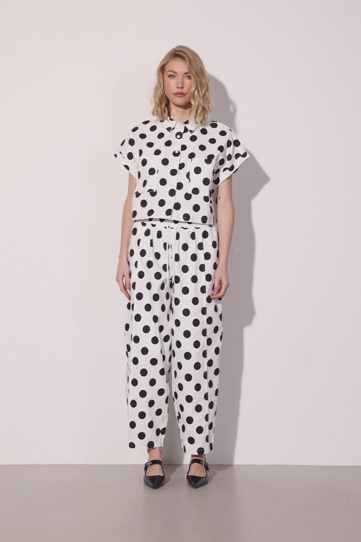 HUNKØN Divina Trousers Trousers White w/ dots