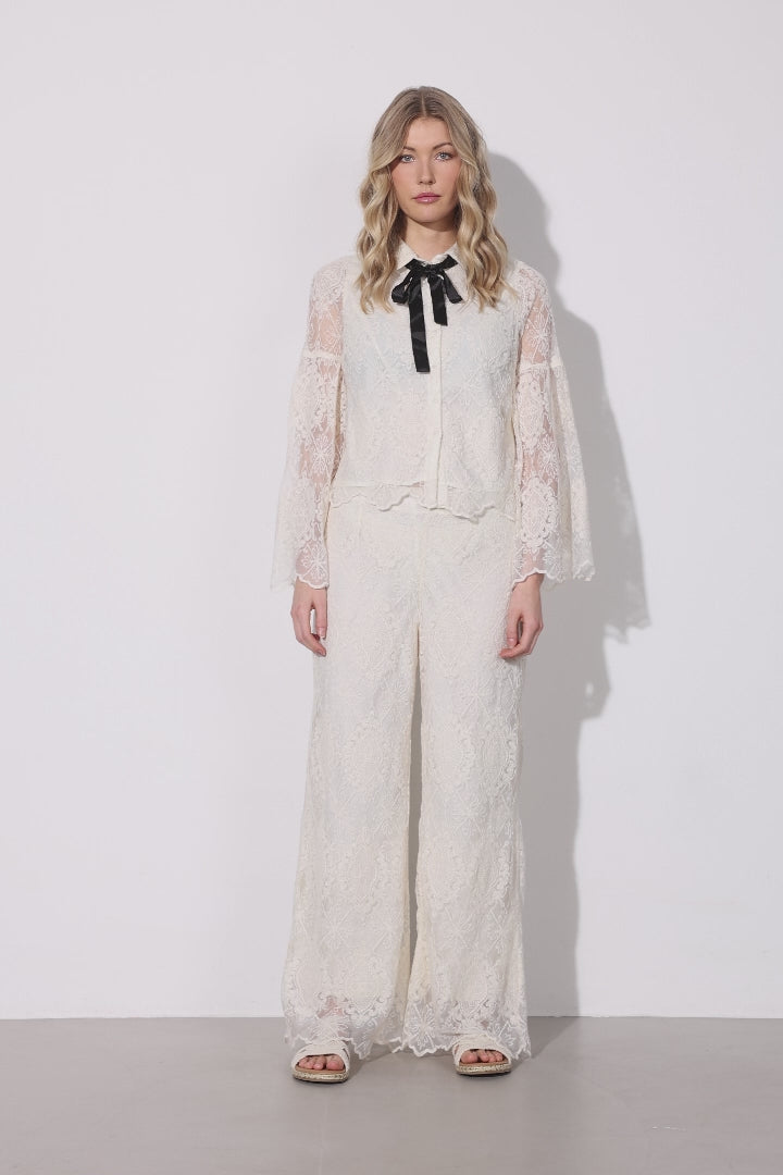HUNKØN Lulu Lace Trousers Trousers Cream Lace