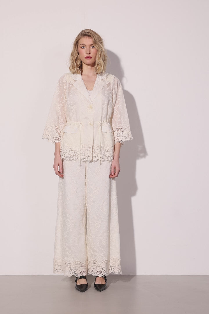 HUNKØN Patty Lace Trousers Trousers Cream
