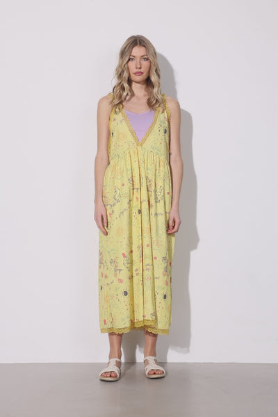 HUNKØN Zoenna Dress Dresses Yellow Sea Creatures Art Print