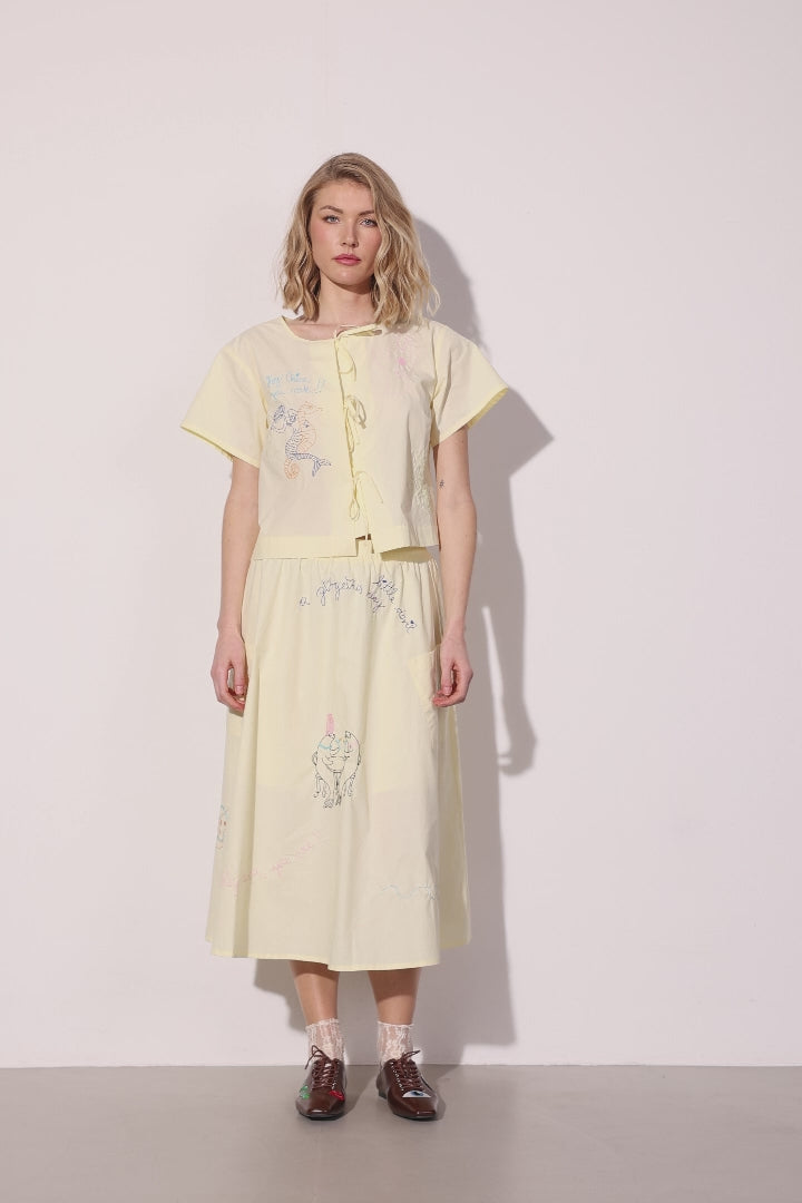 HUNKØN Nima Skirt Skirts Cream Yellow