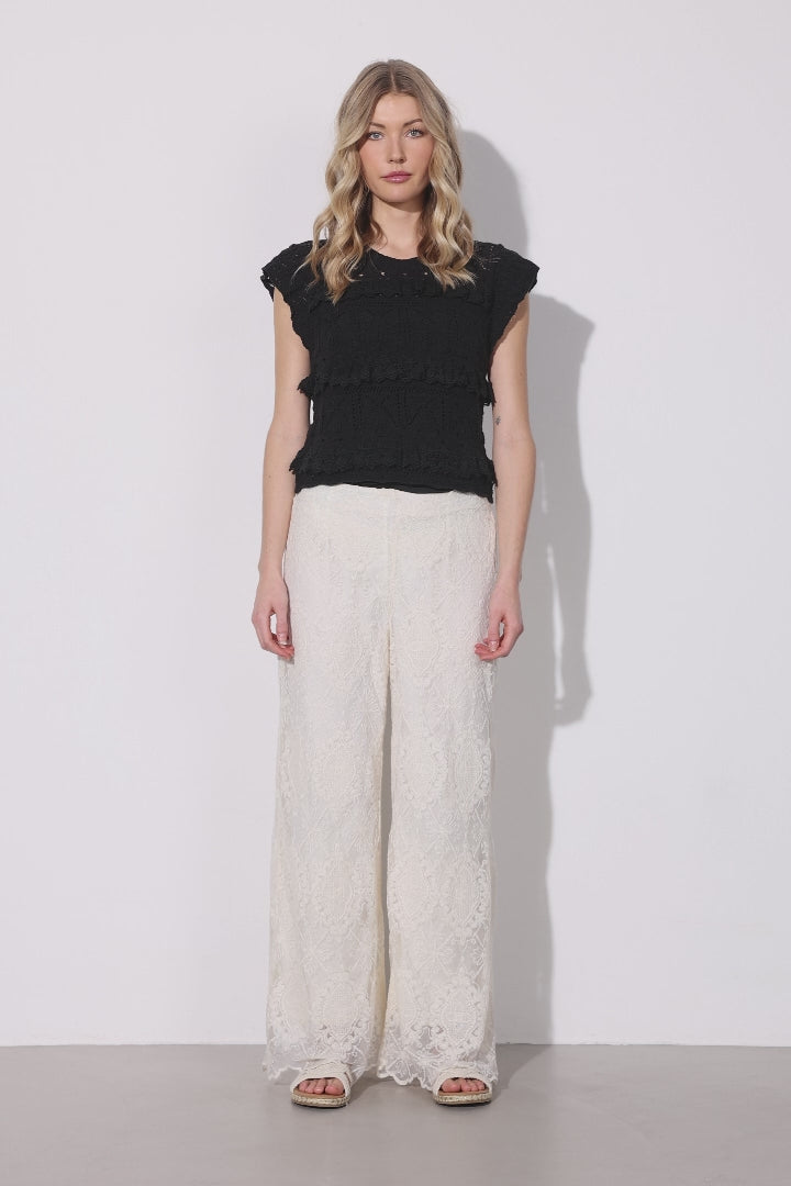 HUNKØN Lulu Lace Trousers Trousers Cream Lace