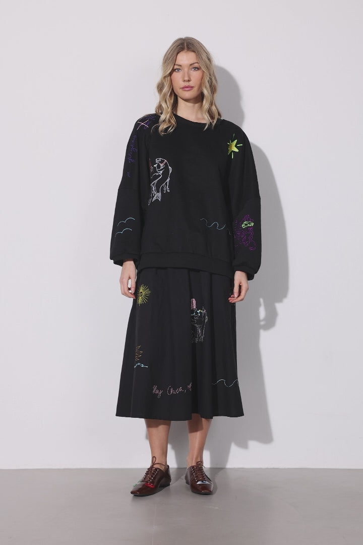 HUNKØN Eva Sweatshirt Sweatshirts Black