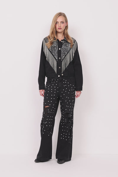 HUNKØN Priya Gem Jeans Trousers Black Denim