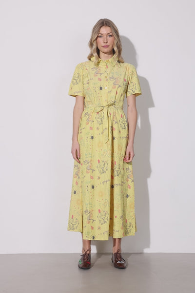 HUNKØN Zoe Dress Dresses Yellow Sea Creatures Art Print