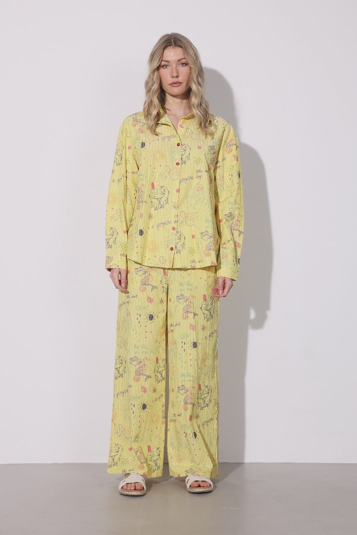 HUNKØN Zoe Trousers Trousers Yellow Sea Creatures Art Print
