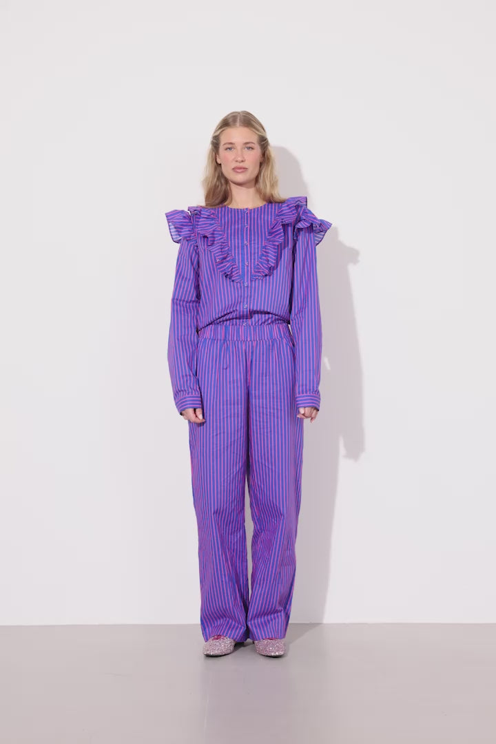 HUNKØN Lucinda Trousers Trousers Blue Striped