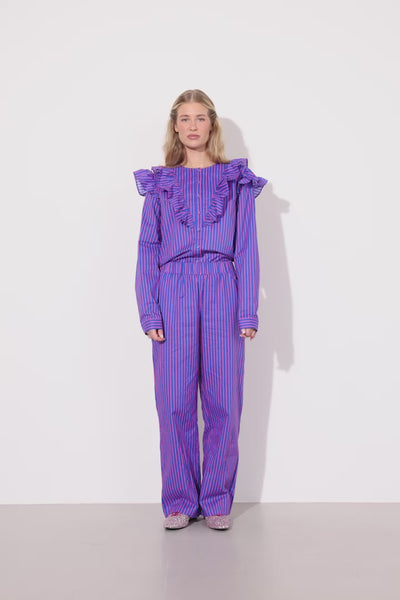 HUNKØN Lucinda Trousers Trousers Blue Striped