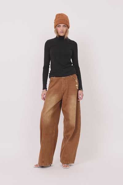 HUNKØN Renata Barrel Jeans Trousers Brown